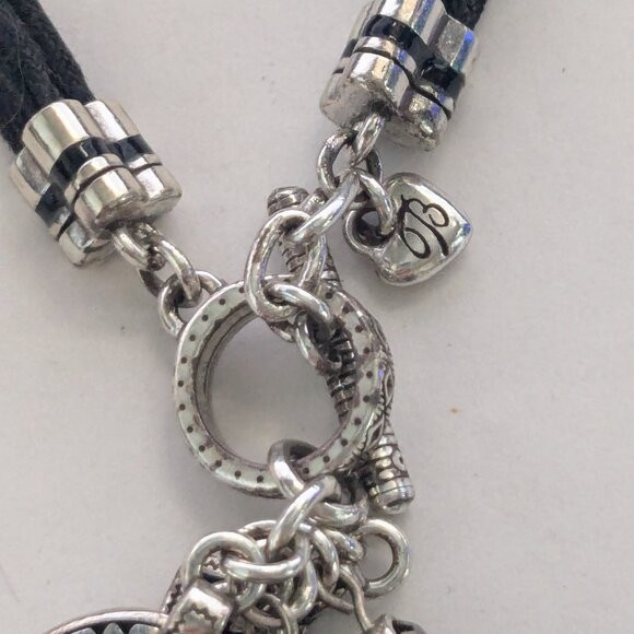 BRIGHTON Toggle Charm Black Glass Corded Necklace - Picture 3 of 6